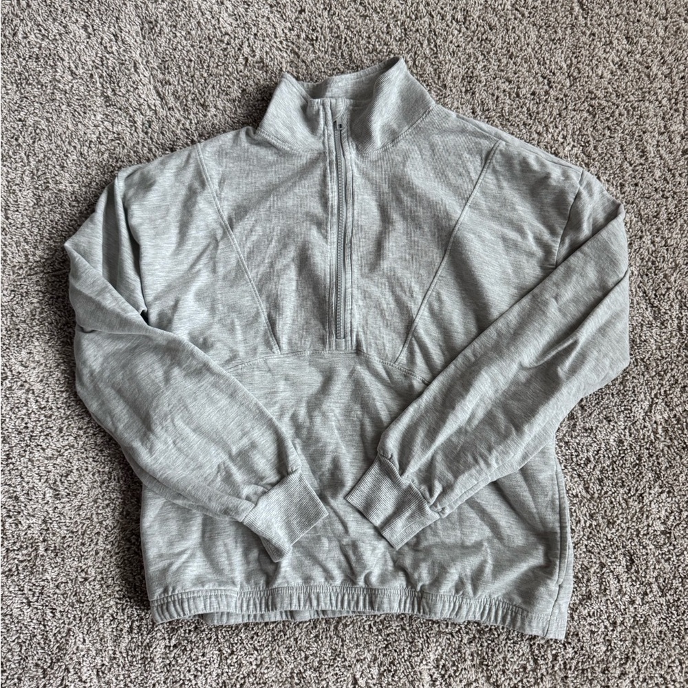 Womens Z by Zella 3/4 sleeve zip sweatshirt pullover gray size medium - Picture 2 of 8